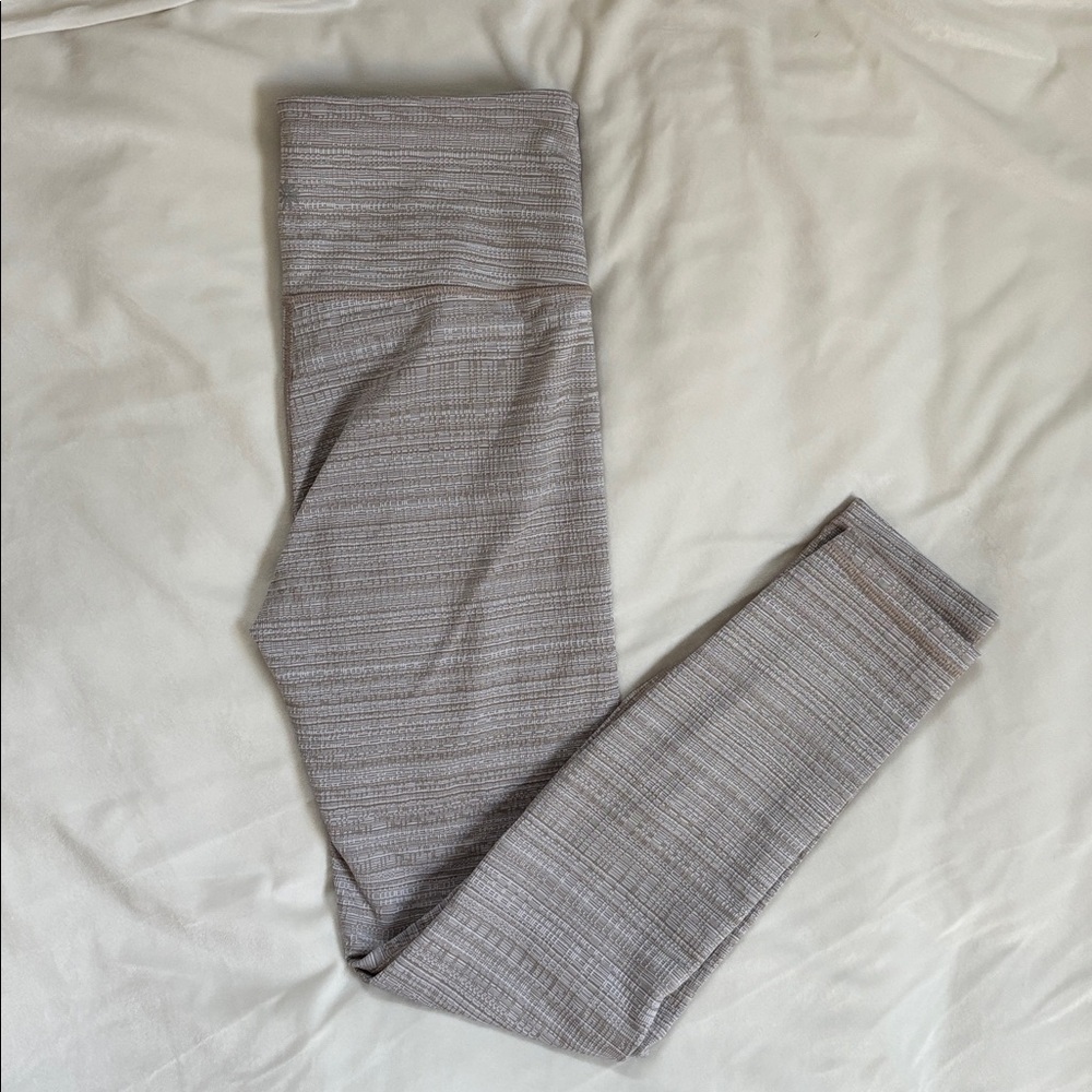 Athleta Striped White and Tan Women's Leggings size Small